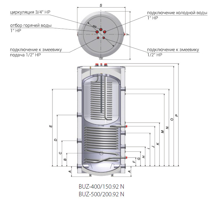 Размеры BuZ 400-500